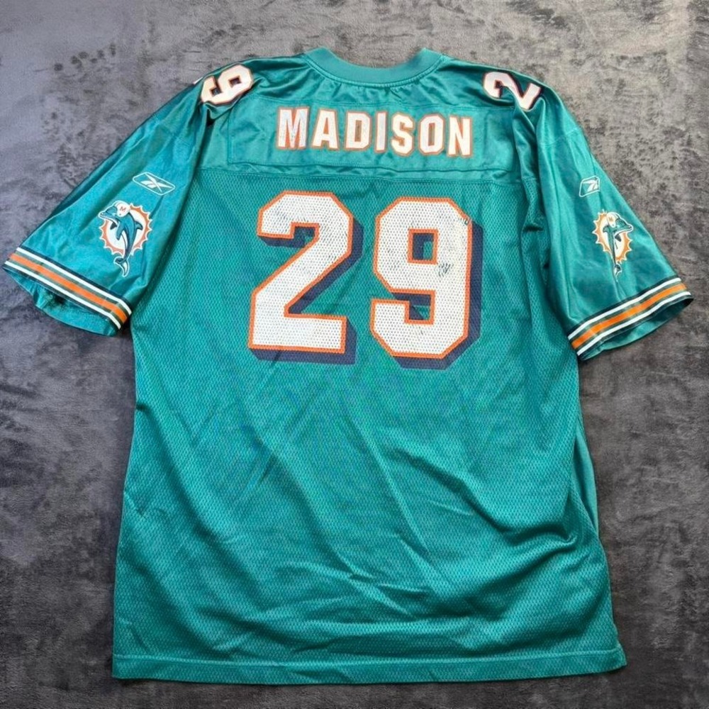 Miami Dolphins Jersey Mens XL Teal NFL On Field Equipment Madison 29